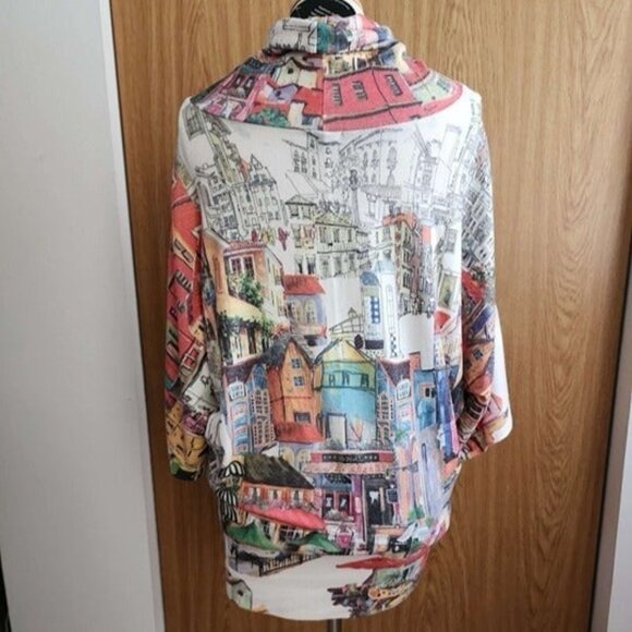 Inoah NWT Dolman  XS Village Pattern Cowl Neck Pullover - Picture 2 of 11